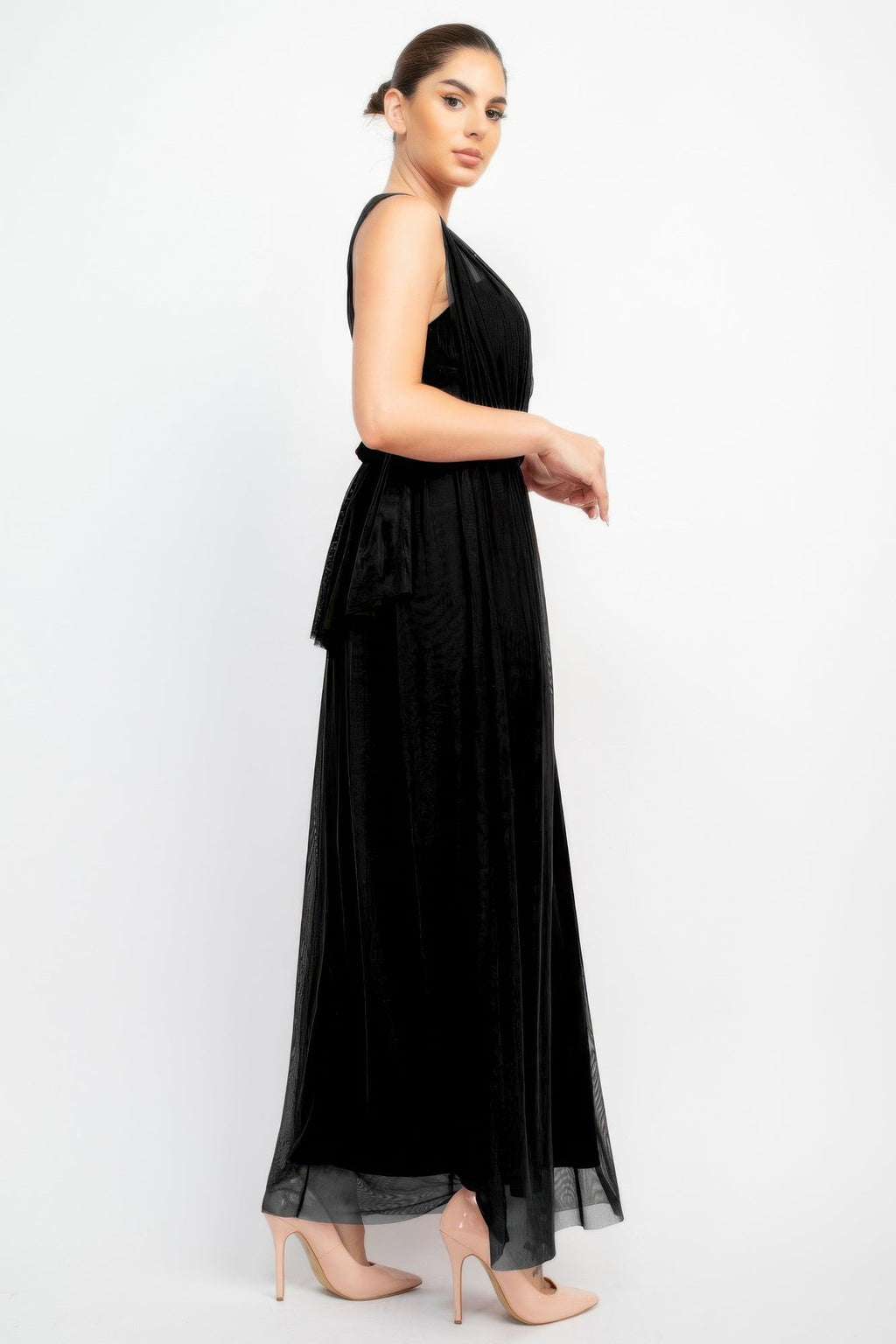 A-line Mesh Convertible Maxi Dress